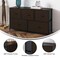 Emma and Oliver Marley 5 Drawer Storage Dresser with Cast Iron Frame, Wood Top, and Easy Pull Fabric Drawers with Wooden Handles